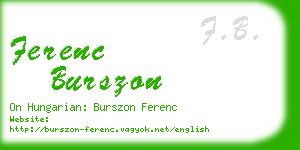 ferenc burszon business card